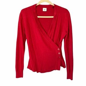 Cabi 3160 Ballet Wrap Wine Red Sweater